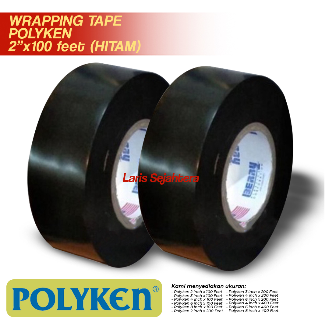 Jual Wrapping Tape Polyken Hitam 2 Inch x 100 Feet Berkualitas