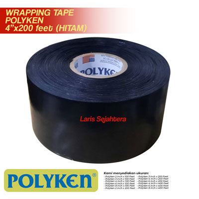 Jual Wrapping Tape Polyken Hitam 4 Inch x 200 Feet Berkualitas