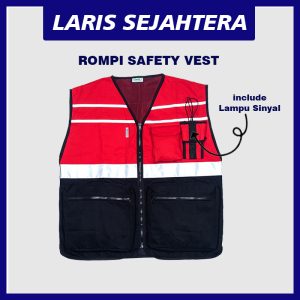 Jual Rompi Safety Vest Proyek Merah Hitam Berkualitas