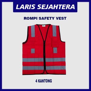Jual Rompi safety Merah 4 Kantong Berkualitas